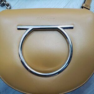 Salvatore Ferragamo Vela Leather Mustard Handbag $1650 AUTHENTIC lovely!